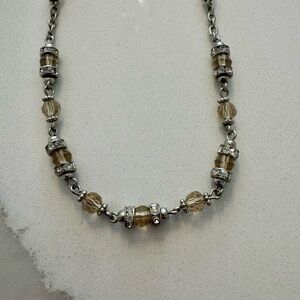 Silver and light grey beaded necklace. 16 inch length and great for layering.